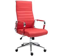 CLP Sedia ergonomica da ufficio Kolumbus in vera pelle, sedia da scrivania regolabile in altezza, con rotelle, portata fino a 150 kg, Colore:rosso