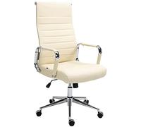 CLP Sedia ergonomica da ufficio Kolumbus in vera pelle, sedia da scrivania regolabile in altezza, con rotelle, portata fino a 150 kg, Colore:crema