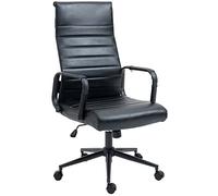 CLP Sedia ergonomica da ufficio Kolumbus in vera pelle, sedia da scrivania regolabile in altezza, con rotelle, portata fino a 150 kg, Colore:nero/nero