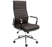 CLP Sedia ergonomica da ufficio Kolumbus in vera pelle, sedia da scrivania regolabile in altezza, con rotelle, portata fino a 150 kg, Colore:marrone