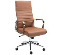 CLP Sedia ergonomica da ufficio Kolumbus in vera pelle, sedia da scrivania regolabile in altezza, con rotelle, portata fino a 150 kg, Colore:marrone chiaro