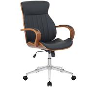 CLP Sedia da ufficio Melilla in similpelle I Sedia ergonomica I Seduta confortevole I Funzione girevole a 360, funzione dondolo, Colore:noce/nero