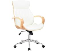 CLP Sedia Ergonomica da Ufficio Melilla, Regolabile in Altezza e Girevole, con Schienale Inclinabile e Braccioli in Ecopelle, Sedia da Scrivania, Colore:Natura/Bianco