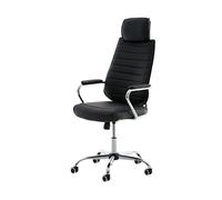 CLP Sedia ergonomica da Ufficio Rako, Regolabile in Altezza, Girevole, in Pelle Sintetica, Schienale con poggiatesta, braccioli Imbottiti, Colore:Nero