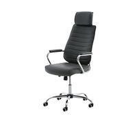 CLP Sedia ergonomica da Ufficio Rako, Regolabile in Altezza, Girevole, in Pelle Sintetica, Schienale con poggiatesta, braccioli Imbottiti, Colore:Grigio