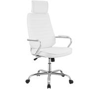 CLP Sedia ergonomica da Ufficio Rako, Regolabile in Altezza, Girevole, in Pelle Sintetica, Schienale con poggiatesta, braccioli Imbottiti, Colore:Bianco