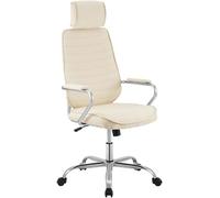 CLP Sedia Ergonomica da Ufficio Rako, Regolabile in Altezza, Girevole, Rivestimento in Stoffa, Schienale con Poggiatesta, Braccioli Imbottiti Colore:crema