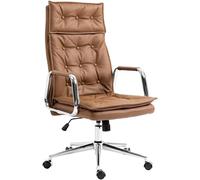 CLP Sedia Da Ufficio Sotira In Vera Pelle I Sedile Imbottito E Regolabile In Altezza I Con Ruote, Colore:marrone chiaro