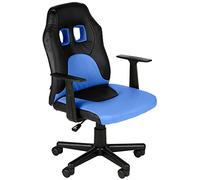 CLP Sedia ergonomica per Bambini e Ragazzi Fun, Poltrona Regolabile in Altezza con Rivestimento in Ecopelle, braccioli Rimovibili, Colore:Nero/Blu