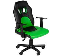 CLP Sedia ergonomica per Bambini e Ragazzi Fun, Poltrona Regolabile in Altezza con Rivestimento in Ecopelle, braccioli Rimovibili, Colore:Nero/Verde