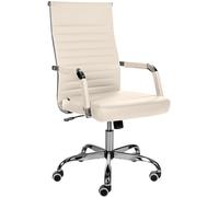 CLP Sedia Ergonomica per Ufficio Amadora I Sedia Regolabile in Altezza E Girevole A 360 Gradi I Rivestimento in Similpelle O Tessuto, Colore:Crema, Materiale:Ecopelle