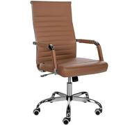CLP Sedia Ergonomica per Ufficio Amadora I Sedia Regolabile in Altezza E Girevole A 360 Gradi I Rivestimento in Similpelle O Tessuto, Colore:Marrone Chiaro, Materiale:Ecopelle