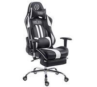 Sedia Gaming Limit XL | Sedia Racing Similpelle I Portata Max 150Kg, Colore:Nero/Bianco, Poggiapiedi:con poggiapiedi