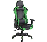 CLP Sedia Gaming Miracle V2 in Similpelle i Sedia Racing 2 Cuscini I Poltrona Girevole E Regolabile Max Carico 150KG, Colore:Nero/Verde