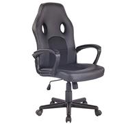 CLP - Sedia Gaming Ufficio Elbing in Similpelle I Poltrona Racing Scrivania con Braccioli E Rotelle I Poltrona Direzionale Ergonomica Nero / Nero - SPEDIZIONE GRATUITA