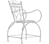 CLP Sedia Giardino Sheela in Metallo, Sedia in Ferro con Braccioli e Schienale Stile Antico, Colore:Antico Bianco