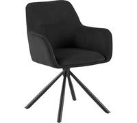 CLP Sedia Girevole da Pranzo Tipton in Velluto a Coste, Poltrona Girevole a 180° con braccioli e Schienale, capacità di carico Fino a 150 kg, Colore:Nero