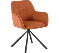 CLP Sedia Girevole da Pranzo Tipton in Velluto a Coste, Poltrona Girevole a 180° con braccioli e Schienale, capacità di carico Fino a 150 kg, Colore:Arancione