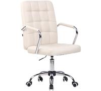 CLP Sedia Girevole Scrivania Terni con Braccioli in Stoffa O Similpelle I Poltroncina Studio con Ruote, Colore:Crema, Materiale:Stoffa