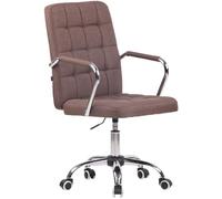 CLP Sedia Girevole Scrivania Terni Con Braccioli In Stoffa O Similpelle I Poltroncina Studio Con Ruote, Colore:marrone, Materiale:Stoffa