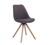 CLP Sedia Girevole Troyes In Stoffa I Sedia Rétro In Legno Imbottita Gambe Tonde I Sedia Design Girevole A 360°, Colore:grigio scuro, Colore del telaio:natura