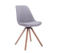 CLP Sedia Girevole Troyes In Stoffa I Sedia Rétro In Legno Imbottita Gambe Tonde I Sedia Design Girevole A 360°, Colore:grigio, Colore del telaio:natura