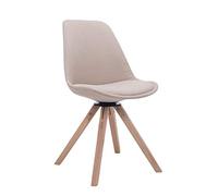 CLP Sedia Girevole Troyes Square In Stoffa I Sedia Rétro In Legno Imbottita I Sedia Design Girevole 360°, Colore:crema, Colore del telaio:natura