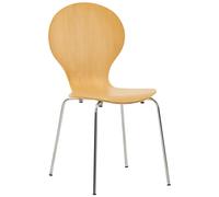 CLP Sedia Impilabile Diego I Comoda Sedia Da Pranzo I Struttura In Metallo, Seduta In Legno I Design Ergonomico Salvaspazio, Colore:natura