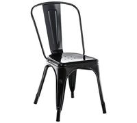 Sedia Impilabile in Metallo Benedikt I Sedia Bar O Cucina Stile Industrial I Sedia Pranzo Design Scandinavo Laccata con Alto Schienale, Colore:Nero