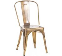Sedia Impilabile in Metallo Benedikt I Sedia Bar O Cucina Stile Industrial I Sedia Pranzo Design Scandinavo Laccata con Alto Schienale, Colore:Oro