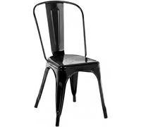 Sedia Impilabile in Metallo Benedikt I Sedia Bar O Cucina Stile Industrial I Sedia Pranzo Design Scandinavo Laccata con Alto Schienale, Colore:Nero