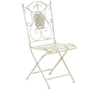 CLP Sedia in Ferro Giardino Sibell, Sedia Richiudibile in Metallo Design Nostalgico, Sedia Decorativa Esterno Shabby Chic, Colore:Antico-Crema