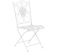 CLP Sedia in Ferro Giardino Sibell, Sedia Richiudibile in Metallo Design Nostalgico, Sedia Decorativa Esterno Shabby Chic, Colore:Bianco