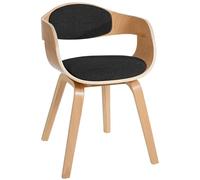 CLP Sedia Visitatore Kingston In Tessuto I Sedia Rétro Con Braccioli Imbottita I Sedia Pranzo In Legno, Colore:natura/nero