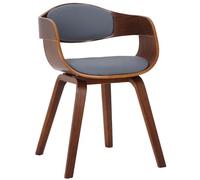 CLP - Sedia “Kingston” per ospiti, con schienale avvolgente e imbottitura, facile da pulire, con rivestimento in similpelle e struttura in legno, colore: noce e grigio