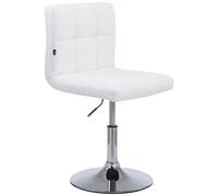 CLP - Sedia Lounge Design Palma V2 I Sedia Sgabello Girevole E Imbottita in Similpelle Trapunto I Sgabello Regolabile E Telaio in Metallo Cromato Bian