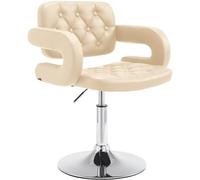 CLP Sedia Lounge Girevole Dublin in Similpelle I Poltroncina Design Chester Altezza Regolabile I Sedia con Braccioli Imbottita, Colore:Crema