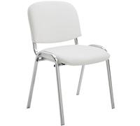 CLP Sedia Ospite Ken C Imbottita I Sedia Attesa In Similpelle E Metallo Cromato I Sedia Impilabile Carico Max 120 KG, Colore:bianco