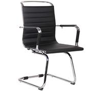 CLP Sedia Ospite Ufficio A Slitta Balve In Similpelle I Vera Pelle I Sedia Studio Cantilever Moderna Con Braccioli, Colore:nero, Materiale:Ecopelle