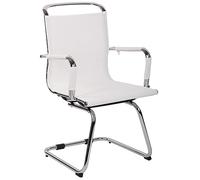 CLP Sedia per visitatori in rete Barnet I Con bracciolo e telaio cromato I Rivestimento in rete traspirante, Colore:bianco