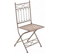 CLP Sedia Giardino Asina in Ferro - Sedia Pieghevole Balcone Stile Rustico Nostalgico - Sedia Bistrot in Ferro Richiudibile - Sedia Esterno Shabby Chic - Sedia Bar o Gelateria Marrone Antico