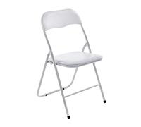 CLP Sedia Pieghevole Felix in Plastica (PVC) I Sedia Chiudibile Telaio in Metallo E Seduta in Plastica Imbottita I Sedia Riunioni Ospiti, Colore:Bianco/Bianco