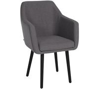 CLP Sedia Poltroncina Utrecht In Stoffa I Poltrona Soggiorno Con Braccioli I Sedia Sala Attesa In Legno, Colore:grigio scuro, Colore del telaio:nero
