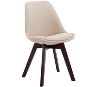 CLP Sedia Pranzo Borneo In Tessuto I Sedia Pranzo Design Nordico Imbottita, Colore:crema, Colore del telaio:noce