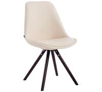CLP Sedia Pranzo Design Rosa Laval in Similpelle I Sedia Scandinava Soggiorno Imbottita in Legno di Faggio Gambe Tonde, Colore:Crema, Colore del Telaio:Cappuccino