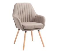 CLP Sedia pranzo Florian retrò con braccioli imbottita tessuto/legno 160kg seduta 49cm Tortora