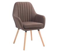 CLP Sedia Pranzo Rétro Florian Con Braccioli I Poltrona Deco Soggiorno Imbottita In Tessuto E Legno I Portata Max 160 KG Alt Seduta 49 CM, Colore:marrone, Colore del telaio:natura