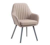 CLP Sedia Pranzo Rétro Florian Con Braccioli I Poltrona Deco Soggiorno Imbottita In Tessuto E Legno I Portata Max 160 KG Alt Seduta 49 CM, Colore:tortora, Colore del telaio:grigio