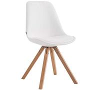 CLP Sedia Pranzo Rosa Laval in Similpelle I Sedia Scandinava Soggiorno Imbottita in Legno di Faggio Gambe Quadrate, Colore:Bianco, Colore del Telaio:Natura