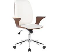 CLP Sedia Presidenziale Da Ufficio Burbank Con Schienale E Braccioli I Regolabile I Fodera In Similpelle O Stoffa I Retro Legno, Colore:noce/bianco, Materiale:Ecopelle